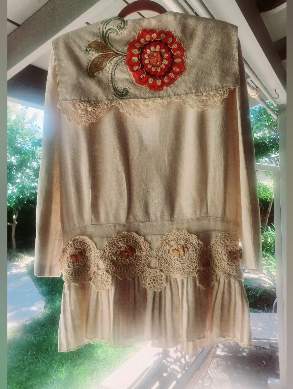 Vintage (80s) BIS Double-Breasted Linen Jacket Upcycled. S 10/40 - Picture 2 of 5